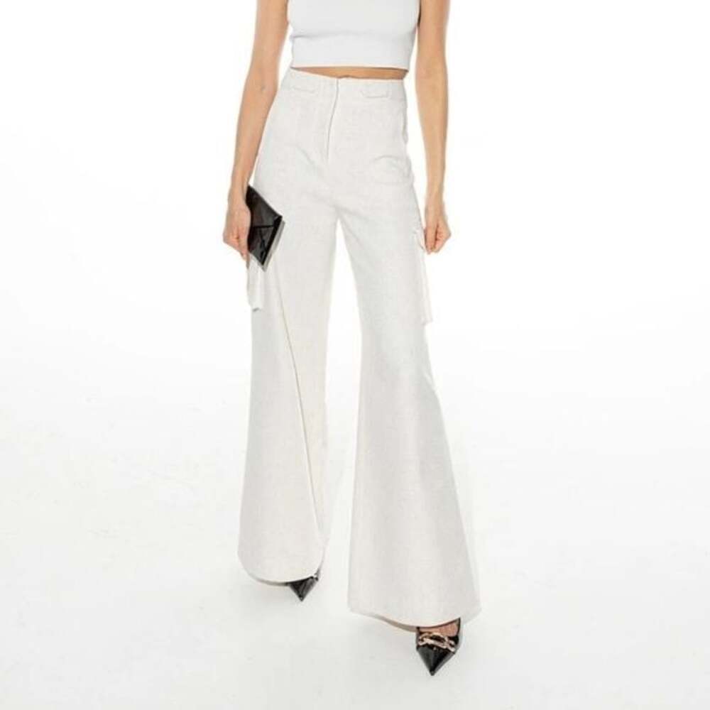 Ronny Kobo Bernee Cargo Wide Leg Pant in Stone Size S NWT